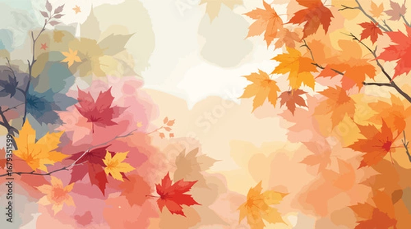 Fototapeta Autumn Maple Leaves and Branches with Soft Blurry Background fall nature.