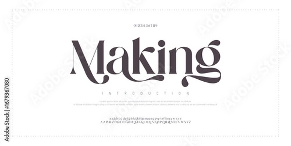 Fototapeta Making Elegant alphabet letters font and number. Classic Lettering Minimal Fashion Designs. Typography modern serif fonts regular decorative vintage concept. vector illustration
