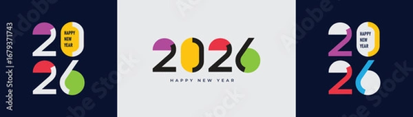 Fototapeta colorful creative modern stylish 2026 new year design vector 2026 new year png