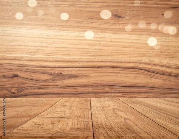 Fototapeta Wooden background with bokeh