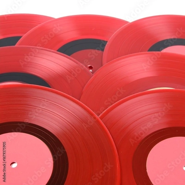 Obraz Close-up view of red vinyl records