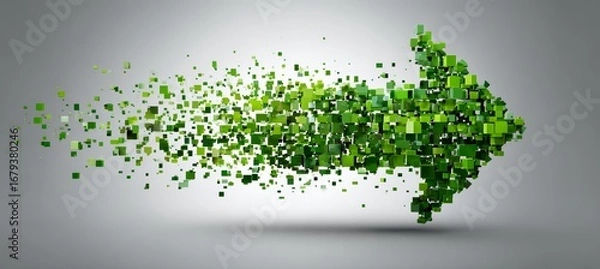 Obraz Virtual green arrow business target. Generative AI technology.	
