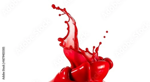Obraz Red Paint Splash Isolated on White Background.