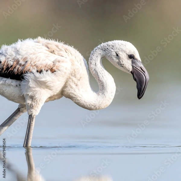 Obraz Close-up of a young flamingo wading