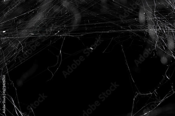 Fototapeta Halloween Spider Web,Creepy white cobweb on a dark background. space for text