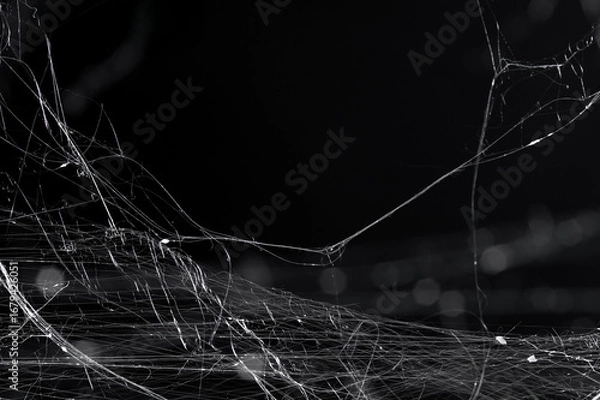 Fototapeta Halloween Spider Web,Creepy white cobweb on a dark background. space for text