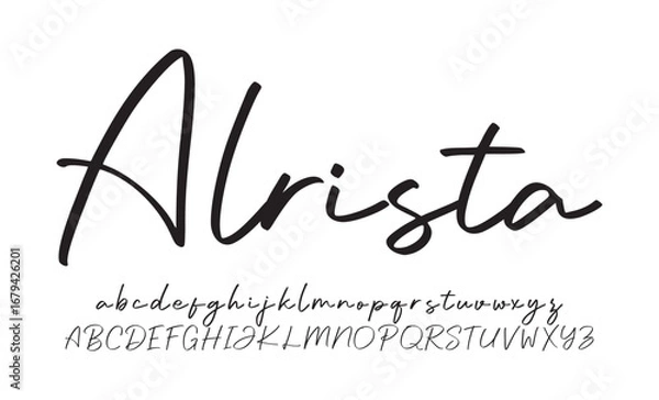 Obraz Alrista Signature Elegant Branding Typeface. Handwritten Script Editable Text Effect Template . vector illustration 
