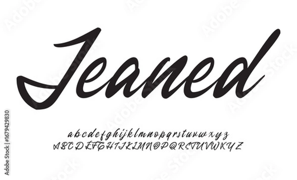 Fototapeta Jeaned Signature Font Uppercase Lowercase And Number. Script Font Calligraphy Logotype  elegant Font Type Font lettering handwritten. vector illustration  
