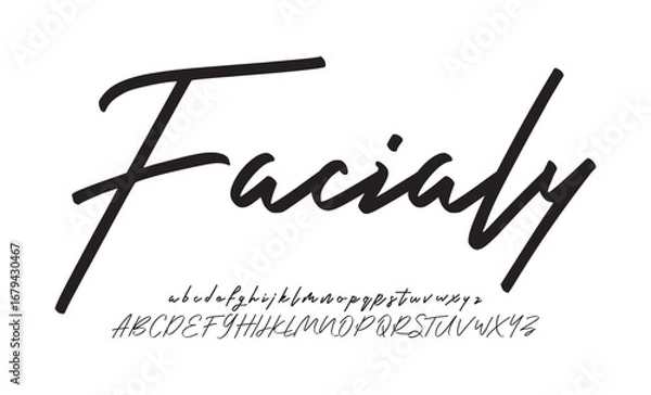 Obraz Facialy Signature Elegant Branding Typeface. Handwritten Script Editable Text Effect Template . vector illustration 
