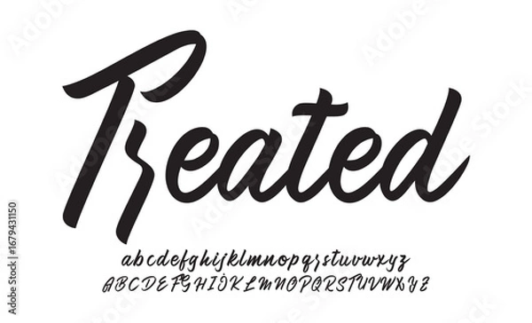 Obraz Treated Script Elegant Signature Typeface. Lettering signature font isolated on background. brush style alphabet. Vector logo letters.
