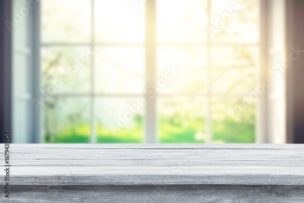 Fototapeta Empty table top and blur window background