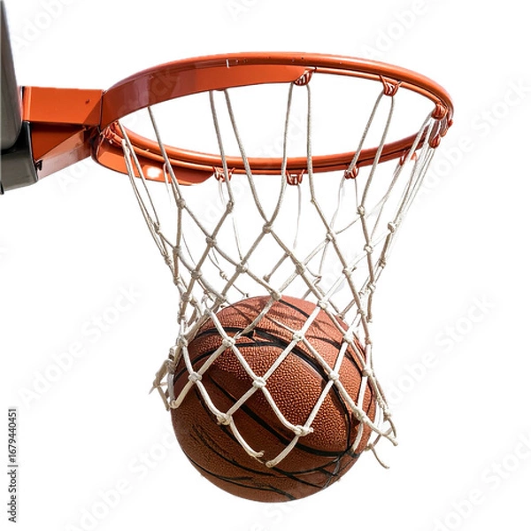 Fototapeta Basketball Hoop with Ball, Swish Shot, isolated on transparent background