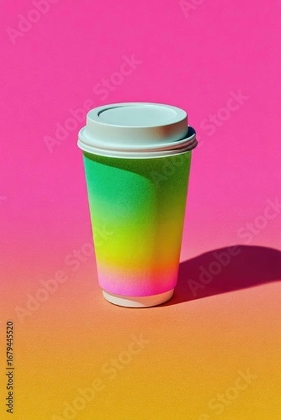 Fototapeta Vibrant coffee cup on a gradient background.  