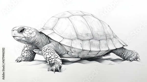 Fototapeta Detailed sketch of a tortoise