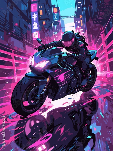 Fototapeta anime biker vector