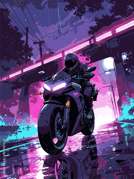 Obraz anime biker vector