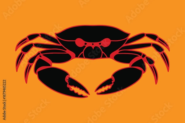 Fototapeta Crab Icon on Black and White Vector Backgrounds, Sea Crab Art Editable Crab Clipart File