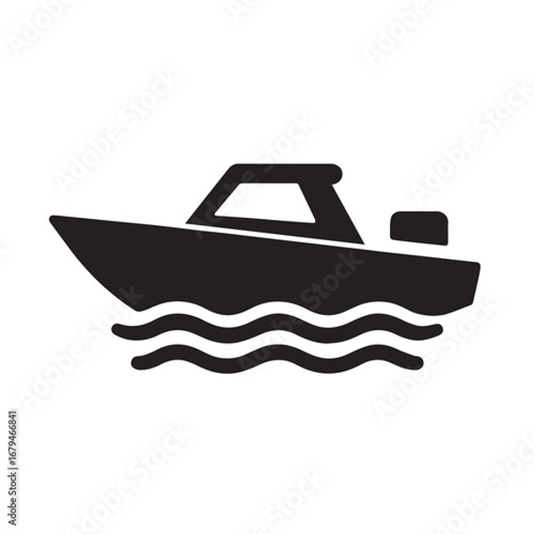 Fototapeta Boat silhouette black and white vector icon