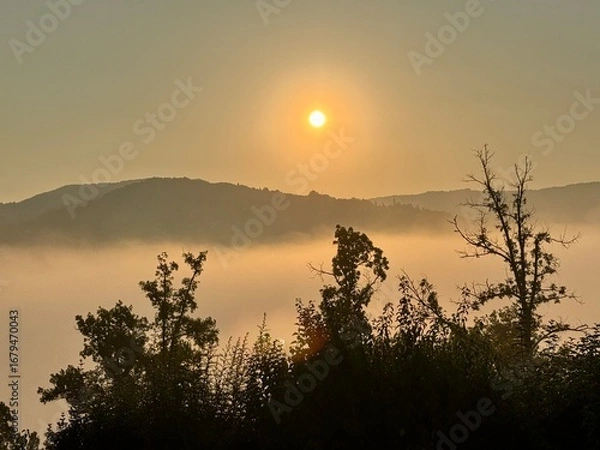 Obraz sunrise over the clouds
