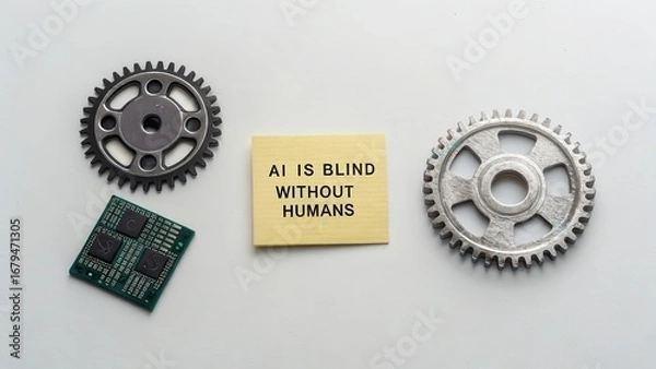 Fototapeta Human Elements in Technology for Artificial Intelligence Awareness