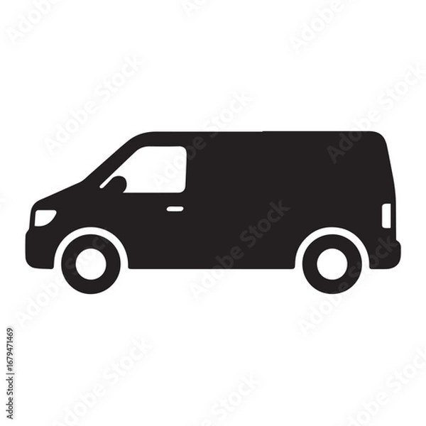 Obraz Van silhouette black and white vector icon