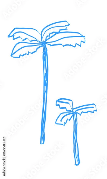 Obraz Simple hand drawn palm trees vector illustration