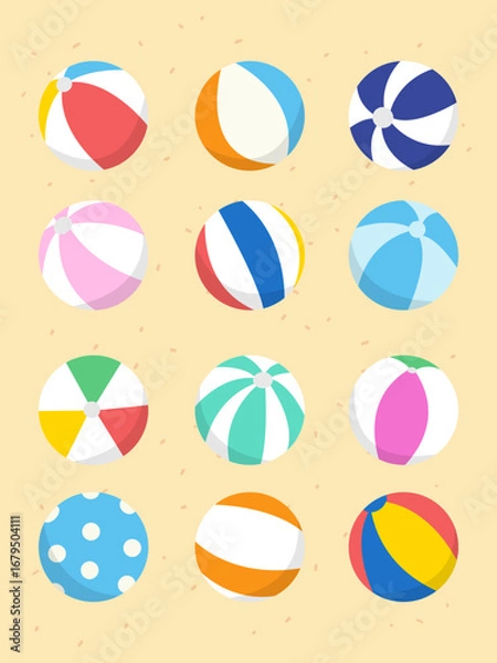 Obraz Colorful beach balls vector illustration set