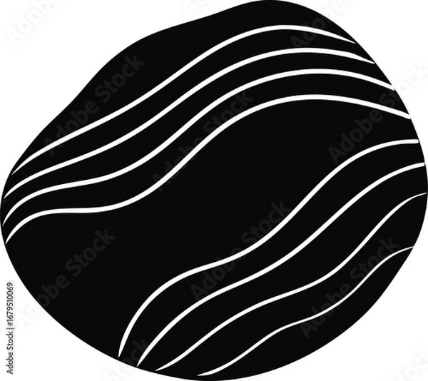 Fototapeta Black and white vector illustration of a fish symbol with wave design