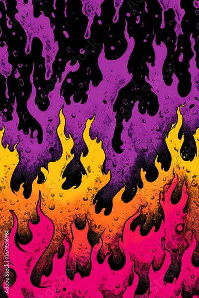 Fototapeta Vibrant abstract flames in shades of purple, orange, and pink with a textured background