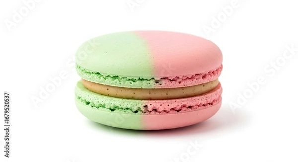 Obraz Close Up of a Vibrant Pastel Green and Pink Macaron.