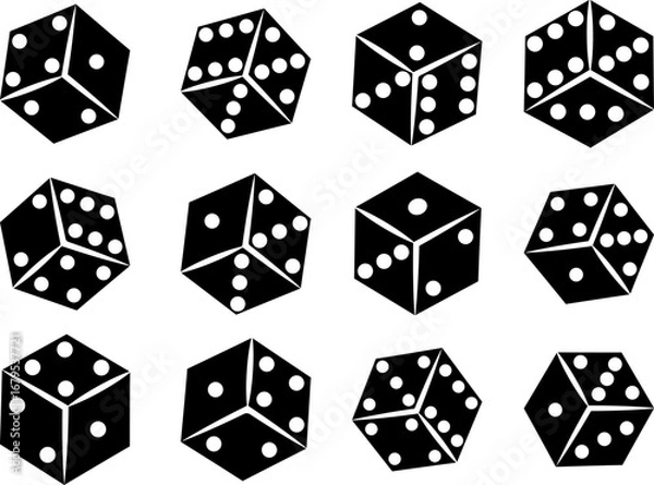 Fototapeta Dice Eps, Vector Images Black and White