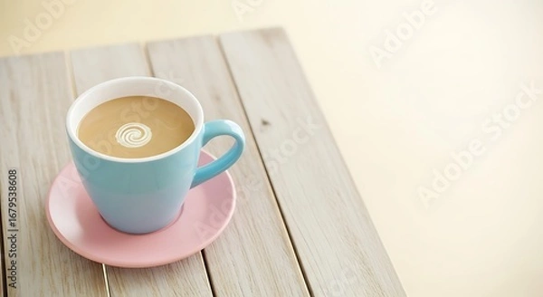 Obraz Coffee Cup on Wooden Table.