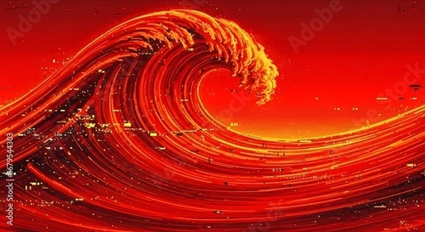 Obraz Fiery Red Wave of Energy.
