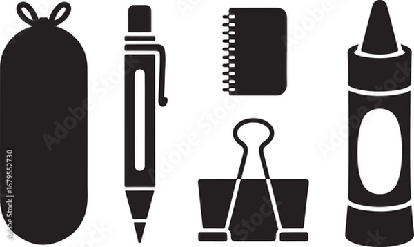 Obraz Back to School Essentials: A Collection of Stationery Icons for Students and Teachers