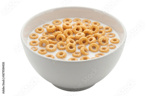 Fototapeta bowl of cereal with milk  isolated on white background