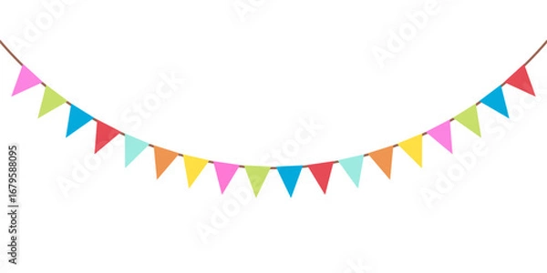 Fototapeta Carnival, party and festival colorful bunting flag banner for decoration on white background. Vector illustration