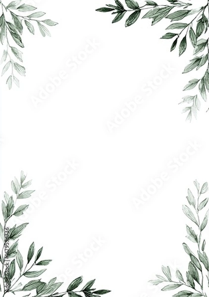 Fototapeta Elegant Certificate with Botanical Laurel Leaf Corners on Pristine White Background, Editable Template