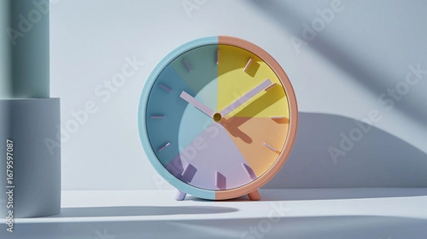 Fototapeta Colorful modern clock with geometric design