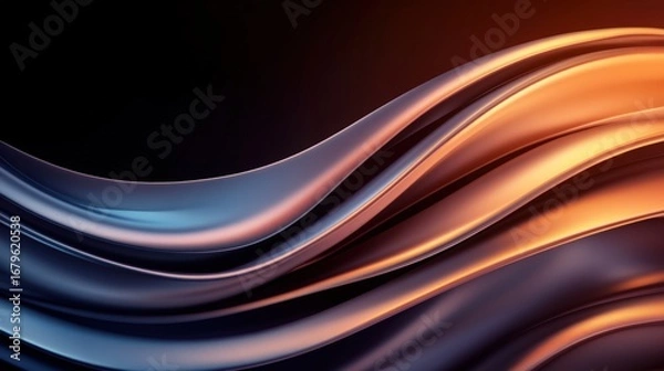 Fototapeta Dynamic waves of metallic hues create a visually striking background, ideal for technology, design, or creative projects, Perfect for website banners, brochures, and digital artworks,