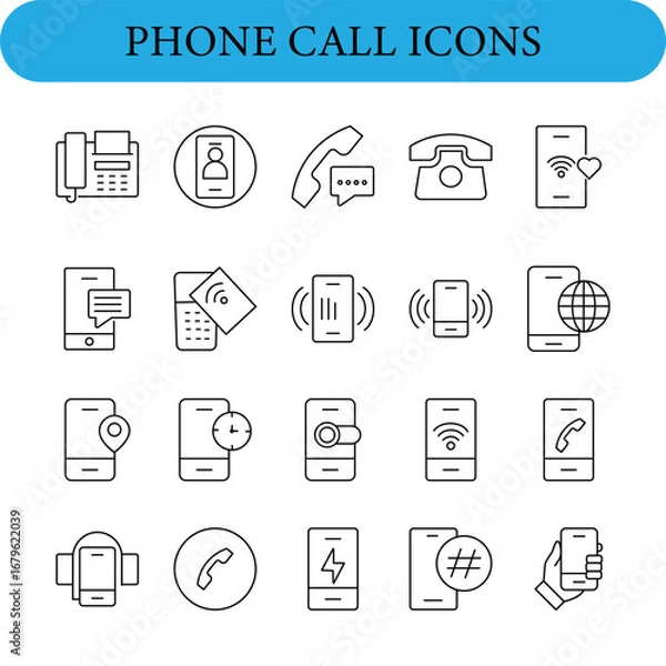 Fototapeta Collection of modern phone call and communication icons