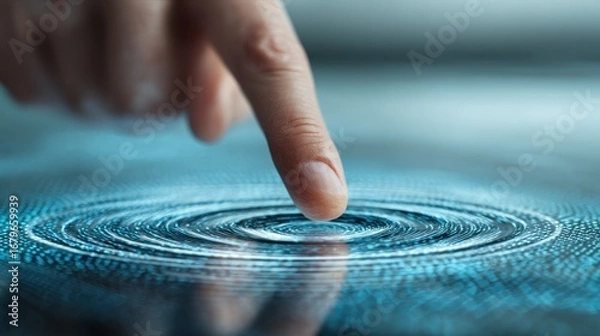 Fototapeta Fingertip touching digital interface