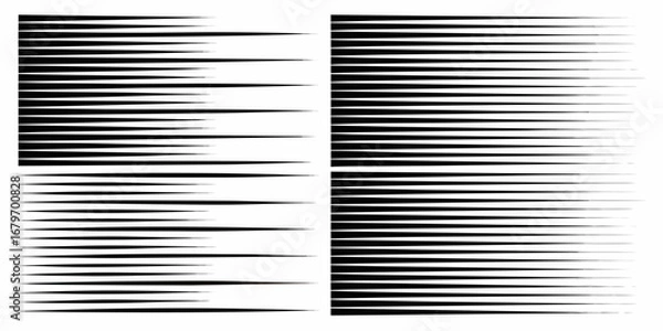 Fototapeta Abstract graphic design element with parallel black lines of varying thickness and tapering shapes on white background