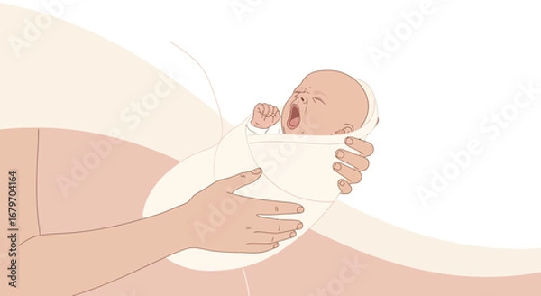 Fototapeta Delicate Embrace Depicts The Comforting Hold Of A Parent And Newborn Infant