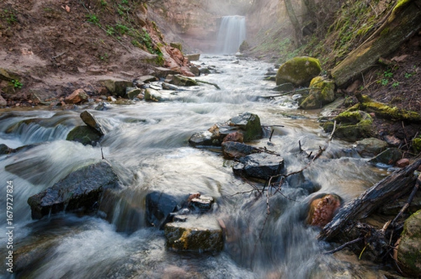 Obraz Waterfall in the forest. Horizontal orientation. 