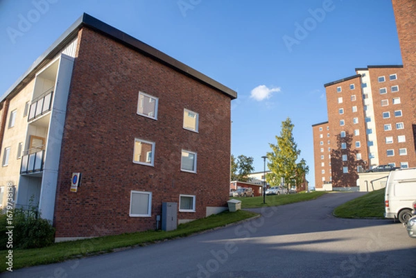 Obraz The old city center of Kiruna, Sweden, being demolished in autumn.