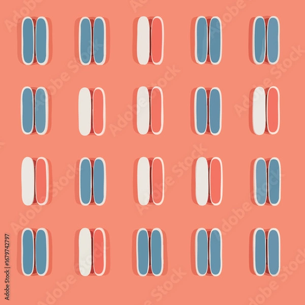 Fototapeta Symmetrical arrangement of stylized capsule objects.