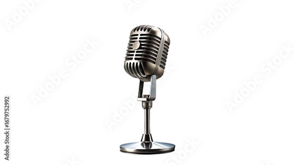 Obraz Vintage microphone isolated on transparent background for professional recording