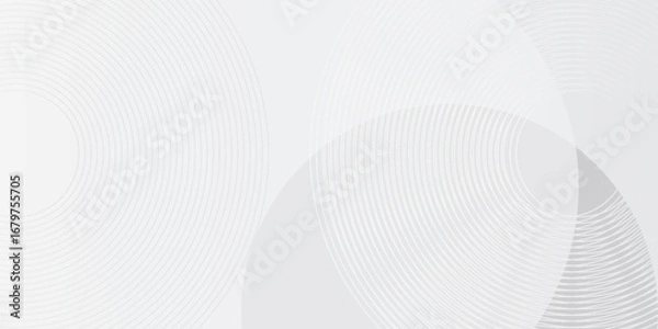 Fototapeta White geometric abstract background overlap layer on bright space with lines effect decoration. Modern graphic design element circles style concept for banner.