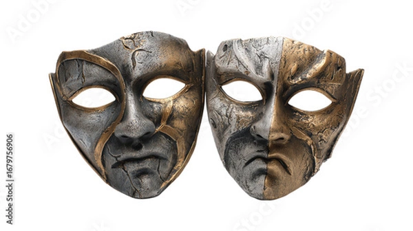 Fototapeta Comedy and tragedy masks isolated on white
