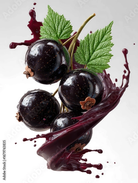 Fototapeta blackcurrant in juice splash